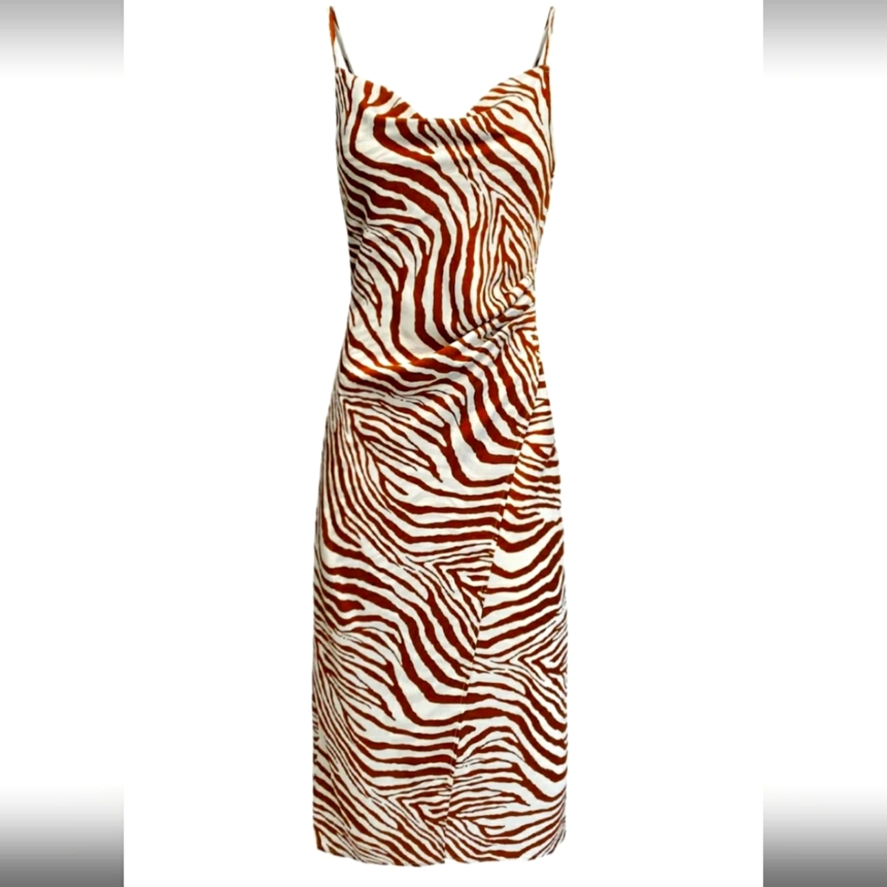 DRESS BROWN AND WHITE  zebra pattern